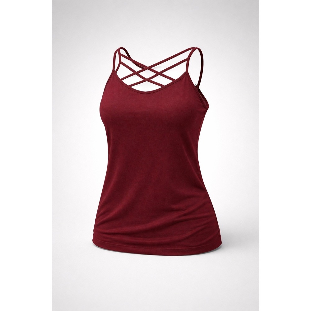 Zenana Outfitters Burgundy Lattice Strappy Seamless Camisole Top 2X 3X NT-6660X